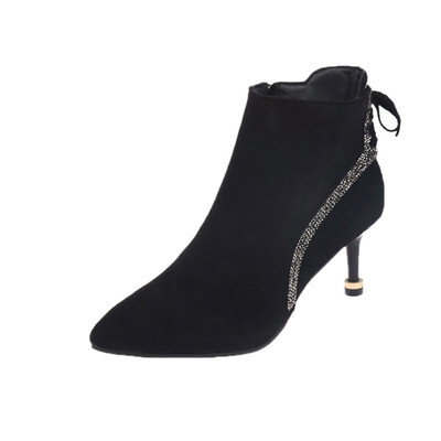

2018 autumn&winter models Martin boots high-heeled womens stilettos with womens boots pointed cats shoes ankle boots with di