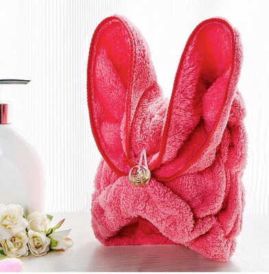 

Korean Coral Cashmere Dry Hair Hat Super Absorbent Towel Dry Hair Cute Rabbit earsIncreased Thickening Shower Cap Turban