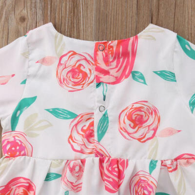 

UK Kids Baby Girls Cotton Casual Dresses Toddlers Sundress Floral Outfit Dress