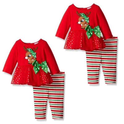 

Baby Girl Kids Clothes Infant Tops Long Pants Outfit Set Christmas Gift Costumes