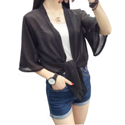 

Ultrathin Chiffon Capelet Women Shawl Beach Sun protection Joker Cardigan