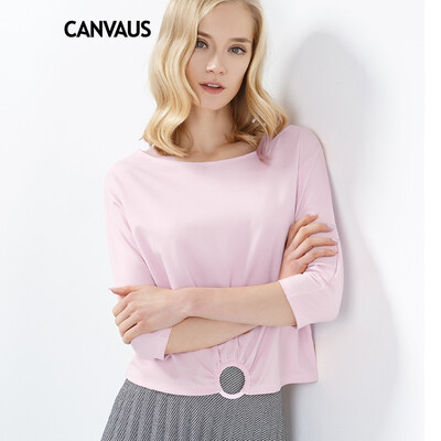 

CANVAUS 2018 Spring New Womens Clothing Tee Shirt Tops Solid Slim Casual Loose Plus Size Simple O-neck Half Sleeve Short T-shirt
