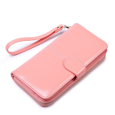 

NovelTeez Womens wallet oil wax leather retro long wallet large capacity clutch bag multifunction mobile phone bag