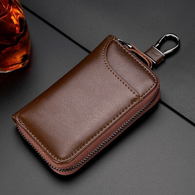 

Car key bag mens waist hanging leather female card bag multi-functional fashion key button