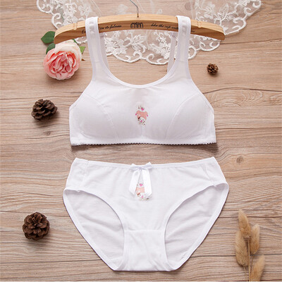 

LAXJOY Langyue 2018 sexy small chest tube top girl bra cotton comfortable no steel ring student underwear panty suit anti-light LNWX189407 white X2 3270