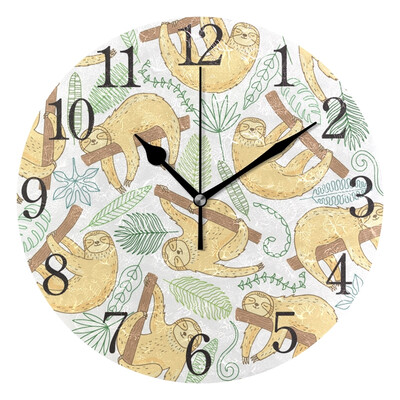 

Wall Clock Cute Sloth Round Wall Clock Arabic Numerals Design