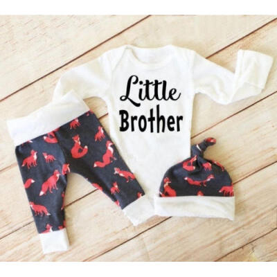 

3pcs Set Infant Toddler Baby Boy Fox Tops Romper Long Pants Outfits Set Clothes