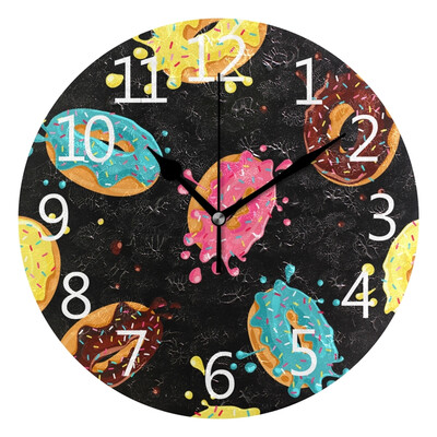 

Wall Clock Arabic Numerals Design Donuts With Pink Chocolate Round