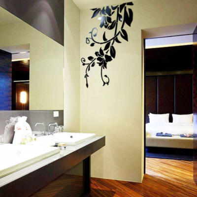 

Floral 3D Acrylic Mirror DIY Wall Home Decal Mural Decor Vinyl Art Stickers