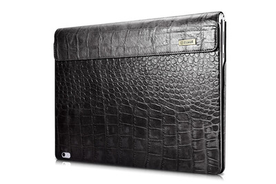 

For Microsoft Surface Book 135" Sleeve Bag Embossed Crocodile Genuine Leather Detachable Flip Case Black Skin For Surface Book