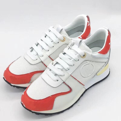 

Hot Luxury Brand Leather Casual Shoes Women Men Designer Sneakers Shoes Fashion Leather Lace Up Run Away Shoe Mixed Color With Box