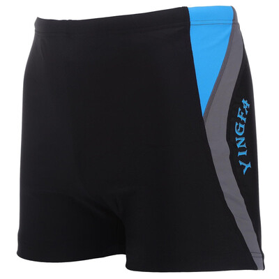 

British YINGFA flat angle swimsuit elastic comfort swimsuit spell color is not personal men's swimming pants anti-chlorine Y3585 black XXL