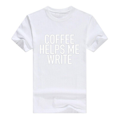 

Coffee Helps Me Write - Funny Writers Slogan Men Cotton T-Shirt