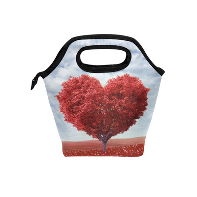 

Insulated Lunch Tote Bag Heart Tree Travel Picnic Lunch Handbags Portable Zipper Lunch Bag Box