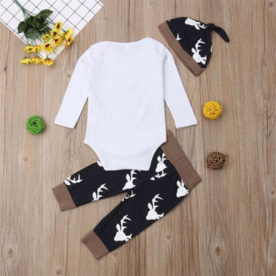 

3pcs Christmas Newborn Infant Baby Boy Romepr Trousers Pants Outfit Clothes Set