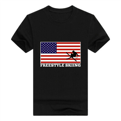 

American Pride Freestyle Skiing United States Flag Short Sleeve T-Shirt