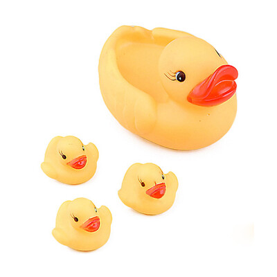 

MyMei 4pclot Bath Toys Shower Water Floating Squeaky Yellow Rubber Ducks Baby Toys Water Toys Brinquedos For Bathroom