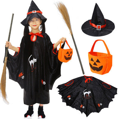

Many memories of Halloween costumes cloak props decorations childrens Halloween decorations childrens toys cosplay costumes performance clothing witch cloak suit