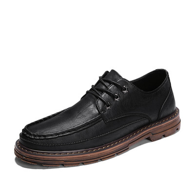 

Winter tide shoes 2018 new British style brock shoes black thick bottom wild leather casual shoes