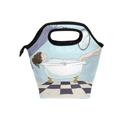 

Insulated Lunch Tote Bag Bath Women Travel Picnic Lunch Handbags Portable Zipper Lunch Bag Box