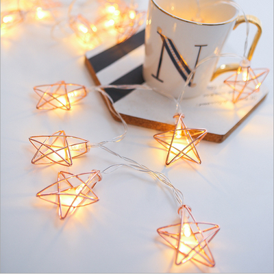 

LED lamp string rose gold Pentagram star string lamp star battery lamp bedroom bedroom decoration lamp 1  10 lamp battery