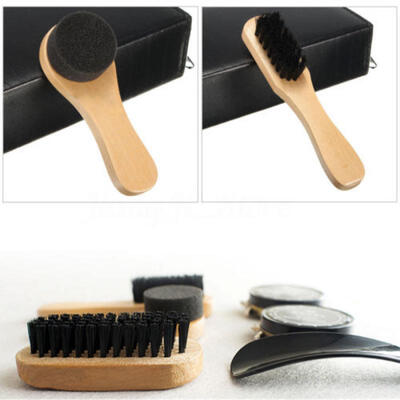 

7 In 1 Shoe Shine Care Kit Black & Transparent Polish Brush Set for Boots Shoes