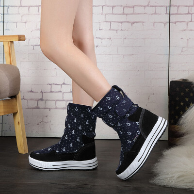 

Hot Sale Half Knee Boots Fashion Thick Fur Warm Winter Shoes Woman Vintage Lace Up Platform Outdoor Snow Boots Women