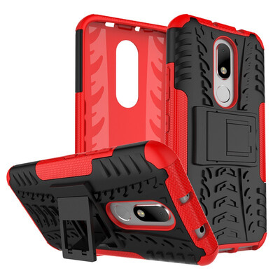 

Fivice Motorola Moto M Case TPU anti-fall tire pattern back clip bracket phone case