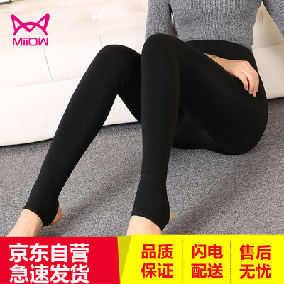 

Cat people leggings women fall&winter thickening plus velvet black wear plus fertilizer increase high waist warm one pants plus velvet thickening foot black one size