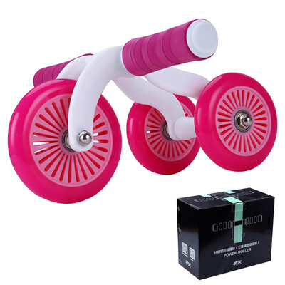 

Hardcore abdomen exercise bearing three rounds of healthy belly round home fitness fitness body abdomen abdomen abdominal muscle wheel with mat pad brakes rose red
