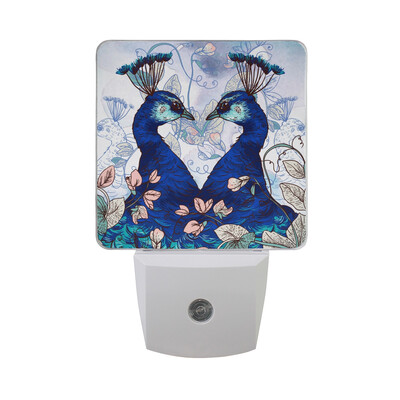 

ALAZA LED Night Light With Smart Dusk To Dawn SensorPeacock Feather Watercolor Plug In Night Light