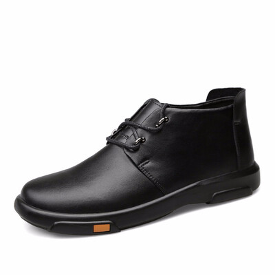 

Genuine Leather Men Ankle Boots Fashion Waterproof Autumn Winter Outdoor Mens Casual Shoes High Top Footwear