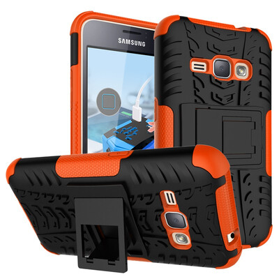 

Fivice Samsung J1 2016 Case TPU anti-fall tire pattern back clip bracket phone case