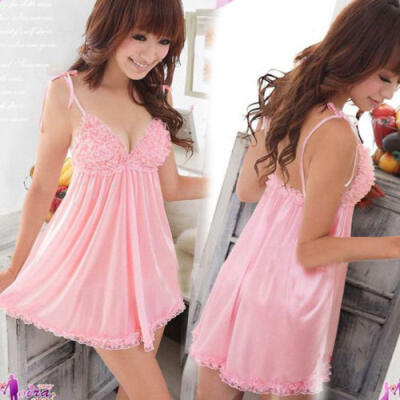 

Sexy Lingerie Women Silk Lace Robe Dress Babydoll Nightdress Nightgown Sleepwear