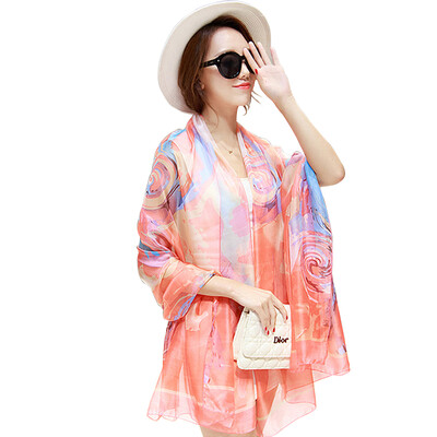 

Jingdong Supermarket Meng Si Ke MSEK WSJ161680 Ms scarf Korean version of the shawl beach towel tornado imitation silk scarf female blue