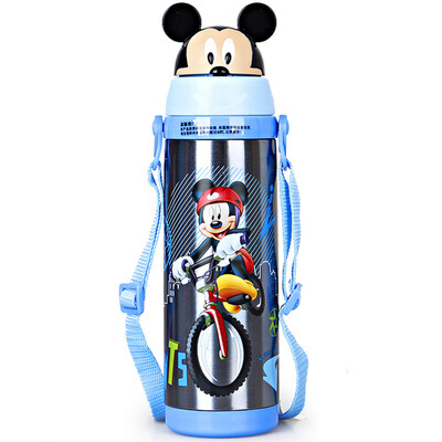 

Disney DISNEY Child Insulation Cup Baby Cartoon Belt Stretcher Insulation Pot 480ML Mickey Blue