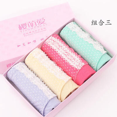 

Girl boxed panties high-grade lace female underwear briefs cute Polka Dot super soft comfortable cuecas gift box kawaii knickers