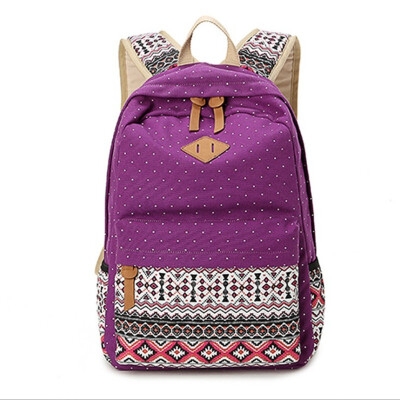 

New backpack womens school bag canvas national style outdoor sports womens bag