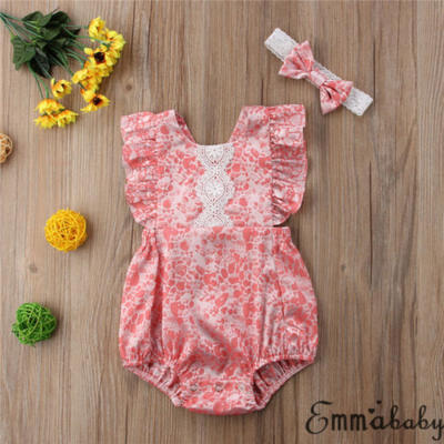 

Emmababy Newborn Baby Girl Lace Floral Jumpsuit Romper Bodysuit Outfits Clothes