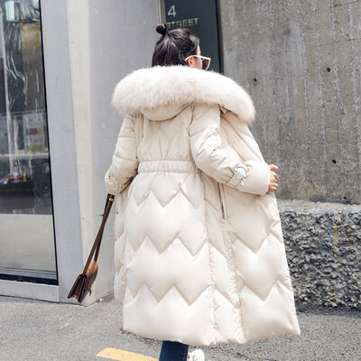 

Down jacket female Korea version 2018 han version big MAO collar new long&middle style trim winter big size coat wave