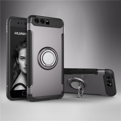 

Fecoprior Back Cover For Huawei P10 Plus Case Car Holder Stand Hard PC Silicon Ring Suction Bracket Celulars