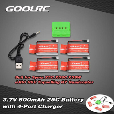

Remote Control Toys 4Pcs 37V 600mAh 25C Lipo Battery&4-Port Charger Set for Syma X5C X5SC X5SW JJRC H5C Topselling Q7 Quadcop