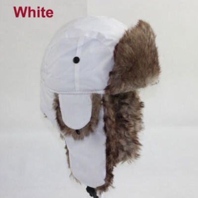 

UK Earflap Trapper Bomber Aviator Russian Trooper Fur Winter Ski Hat Mens Womens