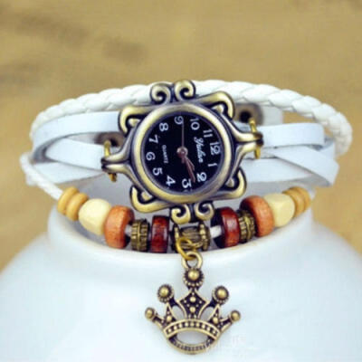 

Womens Ladies Fashion Boho-Chic Handmade Leather Bracelet Watch Butterfly Gift