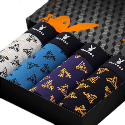 

Playboy PLAYBOY ice silk underwear male shorts flat angle crotch 4 5595 mixed color