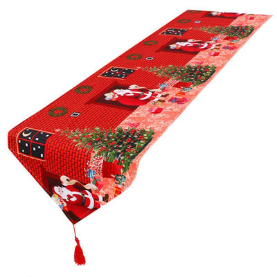 

UpperX Tapestry Table Runner Santa Claus Design Holiday Celebration Thanksgiving Halloween Christmas Decoration