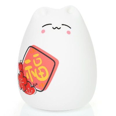 

Adorable Lucky Cat Night Light Silicone Tapping Light Cute Desk Light Rechargeable Light Bedside Lamp Colorful Light Color Changin