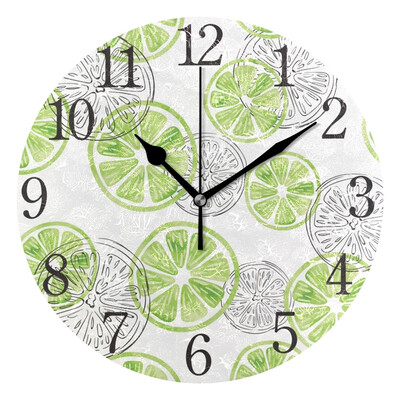

Wall Clock Lime Pattern Round Wall Clock Arabic Numerals Design