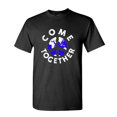 

Come Together World Peace Symbol 70s Music - Mens Cotton T-Shirt