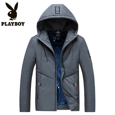 

Playboy PLAYBOY cotton clothing men 2018 winter new thickening slim coat Korean version of the wild casual mens clothing coat RSC9805 black 3XL